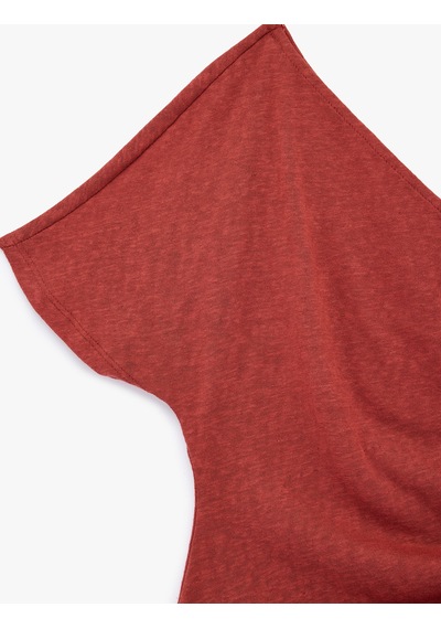 Koton Regular Fit Drape Detaylı Asimetrik Yaka Tek Omuz Bluz Kiremit 6sak10319ek Çok Renkli