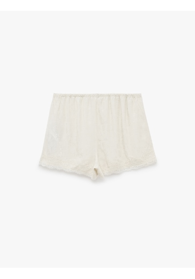 Koton Bel Lastikli Dantelli Rahat Kesim Mini Şort Pijama Altı Ekru 7wlk80004mw Koton Bel Lastikli Dantelli Rahat Kesim Mini Şort Pijama Altı Ekru 7wlk80004mw