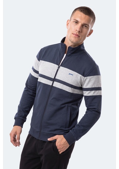 Slazenger Rıder Erkek Dik Yaka Fermuarlı Lacivert Sweatshırt