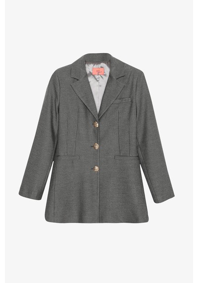 Quzu Kazayağı Desenlı Gri Kadın Blazer Ceket Ckt01109 Gri