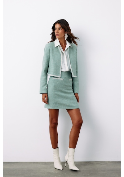 Sateen Aksesuar Detaylı Tüvit Ceket - Mint-135141 Mint