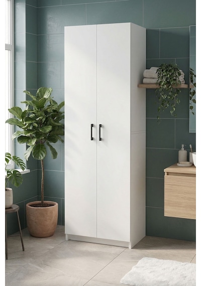 2 Kapaklı 6 Bölmeli Çok Amaçlı Dolap Çok Amaçlı Mutfak Dolabı Banyo Dolabı Yasemin Beyaz