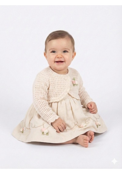 Xo Kids Kız Çocuk Elbise + Bolero 9-24 Ay 52130 Bej