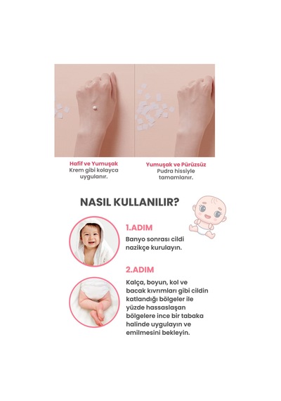 Yenidoğanlara Özel, Pudraya Dönüşen Nemlendirici, Pişik Önleyici Krem Atopalm Soothing Powder Cream