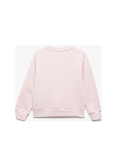 Koton Kız Çocuk Uzun Kollu Bisiklet Yaka Şardonlu Anime Baskılı Sweatshirt Pembe
