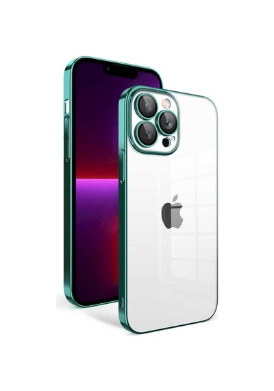 Apple Uyumlu iPhone 13 Pro Kılıf Kamera Korumalı Renkli Çerçeveli Zore Garaj Kapak Koyu Yeşil