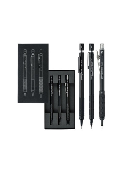 Pentel Mechanical Pencil 60th Anniversary Limited Edition 3-mekanik Uçlu Kalem Seti Siyah