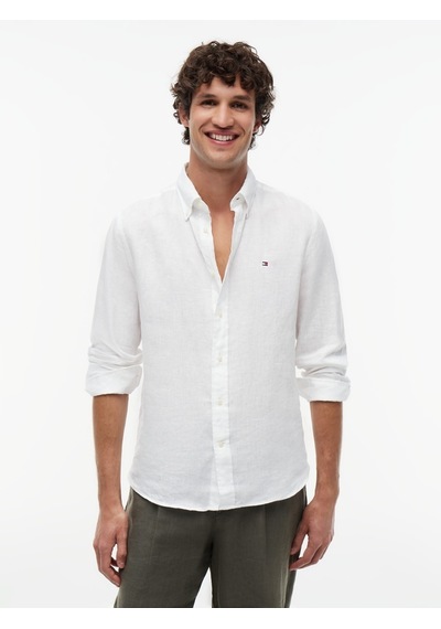 Tommy Hilfiger Pıgment Dyed Lı Solıd Rf Shırt Erkek Beyaz Gömlek - Mw0mw41530