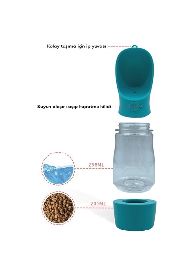 Mama Hazneli Taşınabilir Evcil Hayvan Suluğu Kilitlenebilir 380 Ml Seyahat Kabı Su Sızdırmaz