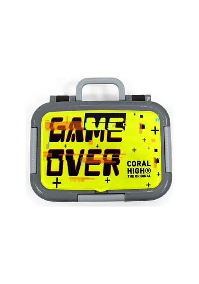 Coral High Kids Siyah Neon Sarı Game Over Desenli Paslanmaz Çelik Beslenme Kabı 39207 Neon Yeşil