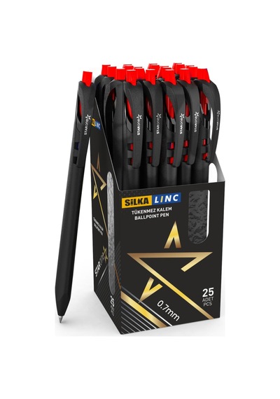 Silka Linc Starone Tükenmez Kalem 0.7 Mm Kırmızı 25 Adet Kırmızı