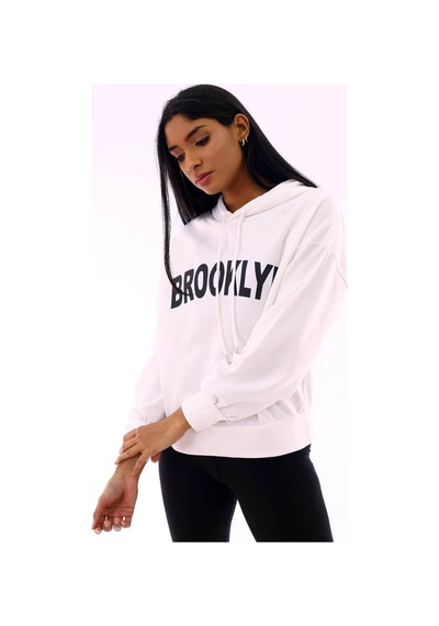 Gugus Unisex Basic Kapüşonlu Sweatshirt Beyaaz