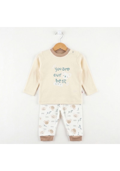 Motherlove %100 Organik Bebek Pijama Takımı 3 - 36 Ay Bej