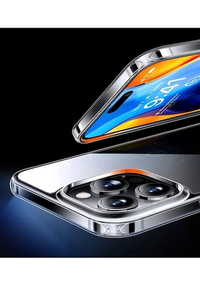 Apple Uyumlu iPhone 14 Pro Max Kılıf Şeffaf Yumuşak Silikon Kamera Korumalı Yüksek Kalite Turuncu