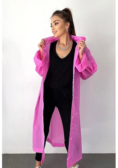 İmpertex Kadın Erkek Yağmurluk Kapüşonlu Çıtçıtlı Eva Pembe Yağmu Pembe