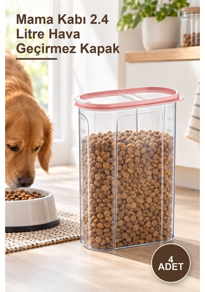 4 Adet Mama Kabı 2.4 Litre Hava Geçirmez Kapak