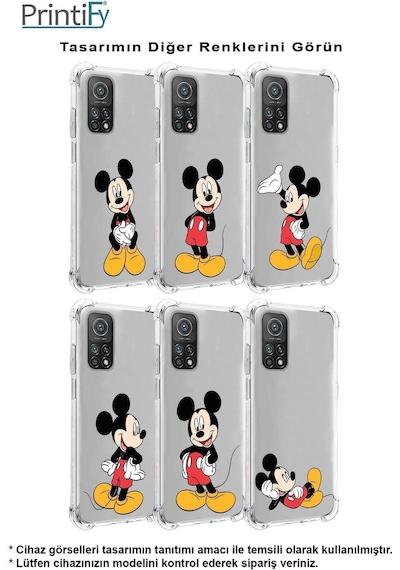 Samsung Galaxy M15 İle Uyumlu Mickey Mouse 2 Baskılı Şeffaf Köşe Korumalı Antişok Kılıf