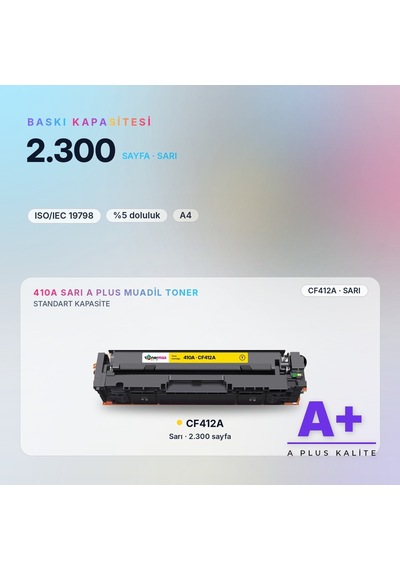 Hp 410a Cf412a Sarı Uyumlu Toner A Plus / Color Laserjet Pro M452 / M477 / M377
