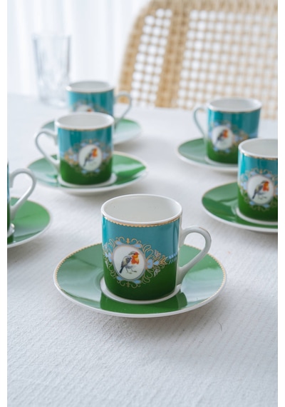 Acar Cybil 6 Kişilik Porselen Kahve Fincan Takımı - 90 Ml Renkli