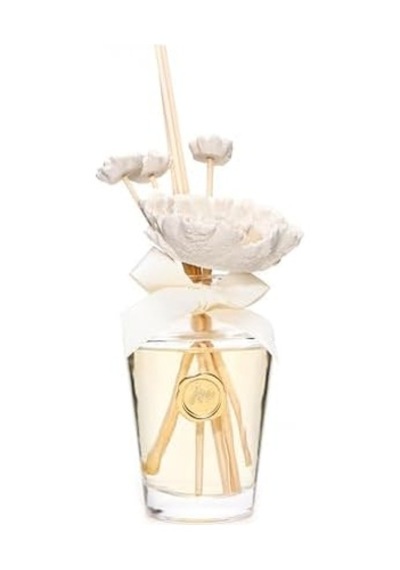 130 Ml Ekru Çiçek Seramik Taş Bambu Çubuklu Black Vanilya Oda Kokusu Abundance Prosperity
