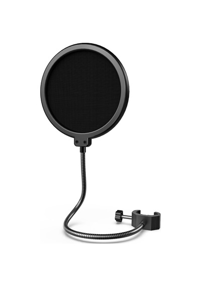 Coverzone Stüdyo Ve Masaüstü Standı İçin Mikrofon Pop Filtresi, Çift Katmanlı, Kaz Boynu Klipsi, Akış, Podcasting, Seslendirme, Ev Kayıt Stüdyosu İçin, Siyah