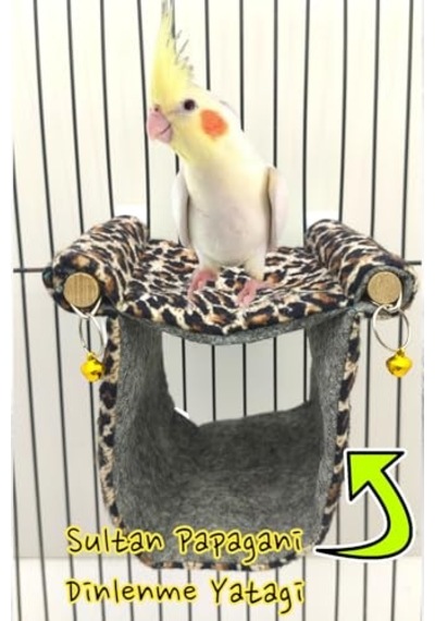 Ozzipetshop Çift Katlı Papağan Oyun Alanı - Sultan Papağanı Için Tünekli Yatak / Kafes Aksesuarı