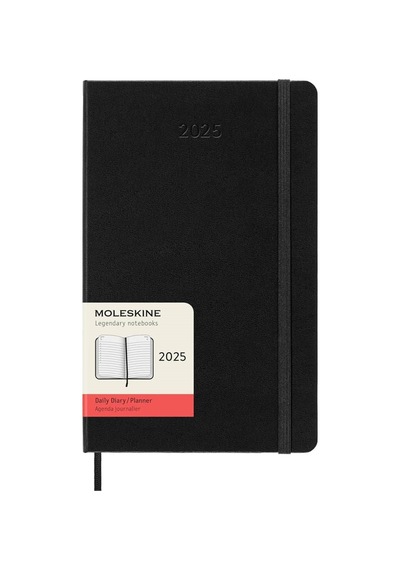 Moleskine 12 Ay Günlük Ajanda L Boy 13x21 Cm Sert Kapak Siyah Siyah