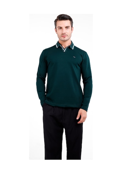 Tepi Polo Yaka Uzun Kol Kazak - Mint Mint