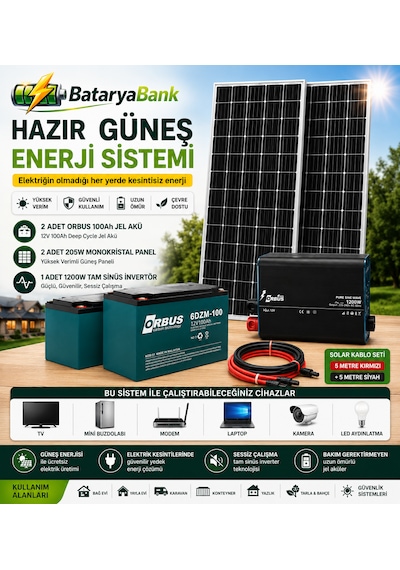 Tv Mini Buzdolabı Modem Laptop Kamera Ve Led Aydınlatma İçin Hazır Güneş Enerji Sistemi