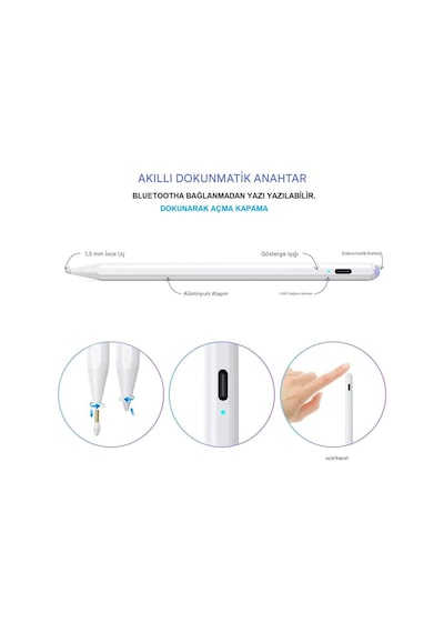 Apple Uyumlu iPad  11/10.nesil A16 9/8/7 10.2 Air/pro 4/5/6 11/13inç Avuç Içi Reddi Dokunmatik Çizim Kalemi