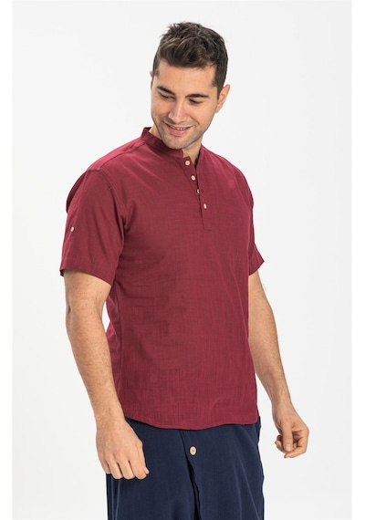 Kısa Kol Şile Bezi Bodrum Erkek T-shirt Koyu Bordo 3068 Bordo
