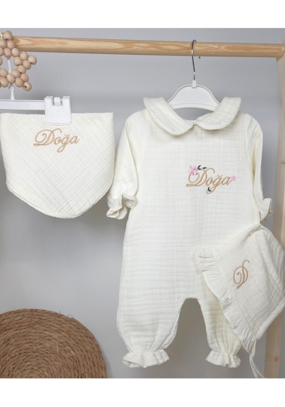 Gros Shop Yakalı Müslin Kumaş Hastane Çıkış Mevlüt Seti %100 Pamuk Organik Diğer