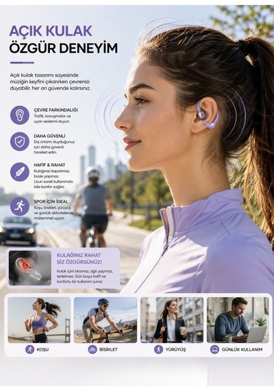 Bagajon Yxg 10 Bluetooth Kulaklık Kablosuz Spor Ve Günlük Kullanım İçin Mikrofonlu, Ergonomik, Şarjlı Mor