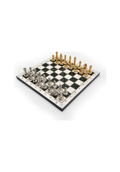 Ahşap - 352 - Satranç Takımı Metal Taşlı Merduz36s - 30cm, Altın-gümüş - Muratech - - Merduz30g
