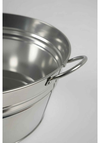 44 Litre Çok Amaçlı Metal Leğen - Dekoratif Buz Kovası, Saksılık Ve Şömine Odunluk 50 Cm Çap Renksiz