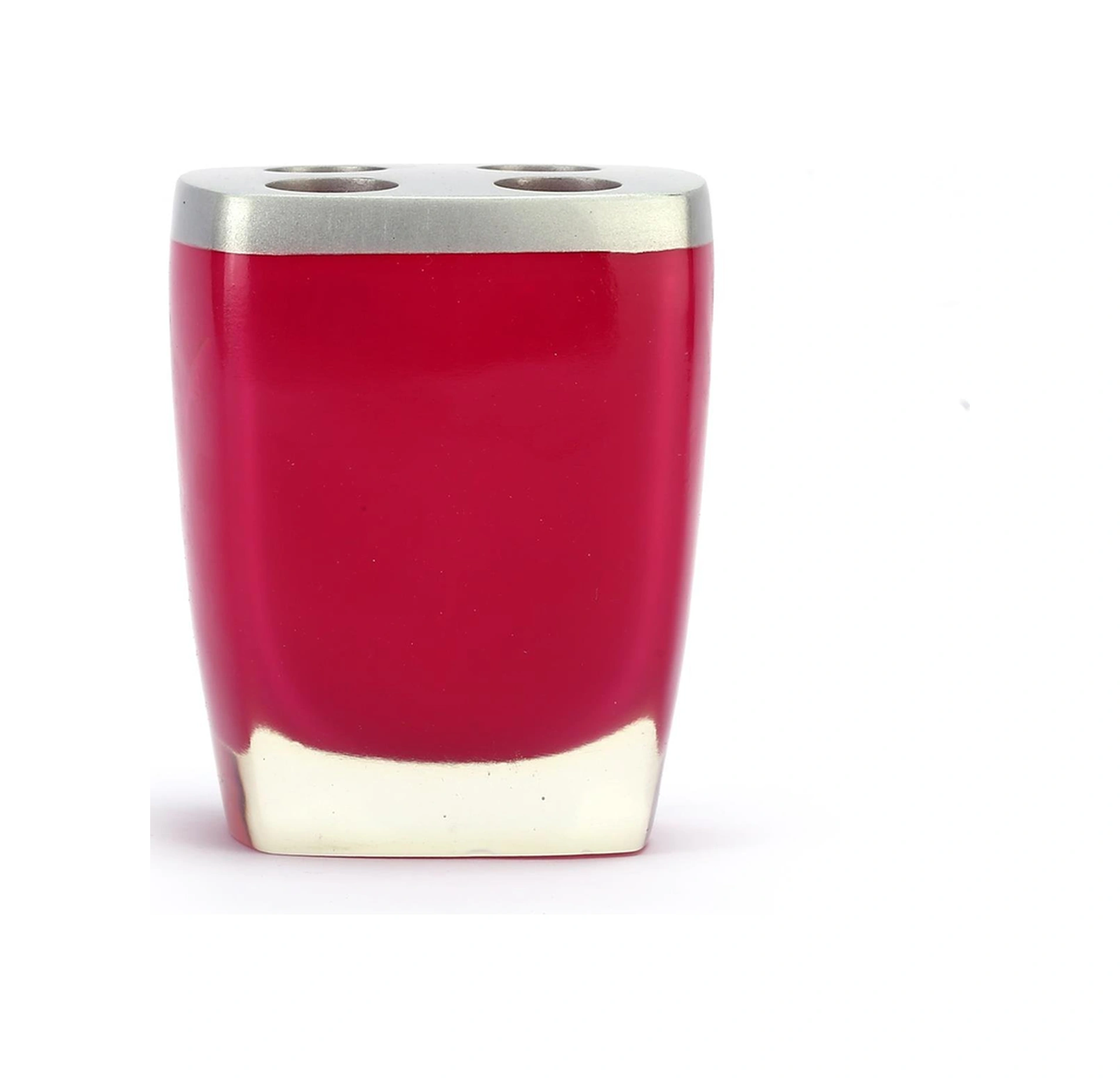 2 Adet Diş Fırçalık Gri Pembe Poliresin 8x4x11cm Banyo Seti Çok Renkli