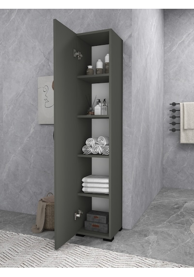 Irmak Mobilya Tek Kapaklı 5 Raflı Safir Renkli Çok Amaçlı Banyo M