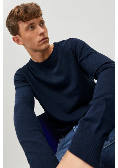 Jack & Jones Erkek Basic İnce Lacivert Triko Kazak - 12208364 Lacivert