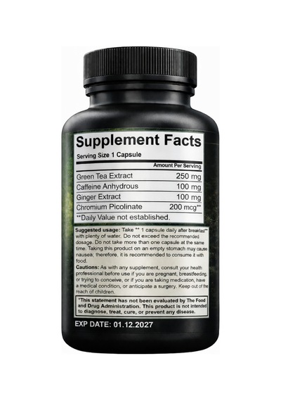 Slimburn Yeşil Çay, Chromium Picolinate, Appetite Control, 30 Kapsül