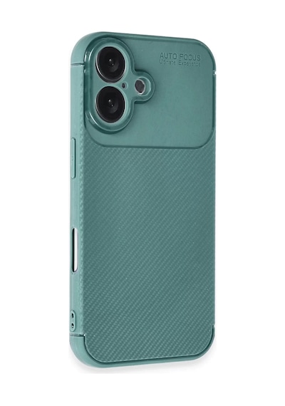 Newface Apple İphone 16 Plus Kılıf Auto Focus Karbon Kapak - Koyu Yeşil
