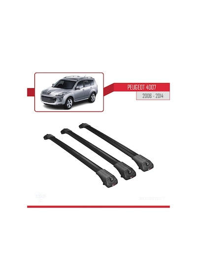 Peugeot 4007 2006-2014 Arası İle Uyumlu Ace-1 Ara Atkı Tavan Barı Siyah 3 Adet Bar