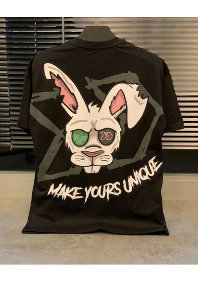 Startmore Make Yours Unique Baskılı Oversize Unisex Pamuk Siyah
