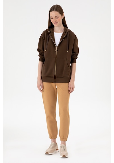 U.S. Polo Assn. Kadın Kahverengi Şardonlu Kapüşonlu Sweatshırt 50314130-VR029 U.S. Polo Assn. Kadın Kahverengi Şardonlu Kapüşonlu Sweatshırt 50314130-VR029
