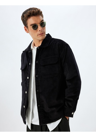 Koton Slim Fit Ceket Fitilli Kadife Gömlek Yaka Kapaklı Cep Detaylı Pamuklu Siyah 5wam20118hw Siyah Koton Slim Fit Ceket Fitilli Kadife Gömlek Yaka Kapaklı Cep Detaylı Pamuklu Siyah 5wam20118hw Siyah