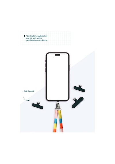 Hippi Alder Renkli İpli Boyun Askılı Kumaş Telefon Askısı - 110 Cm