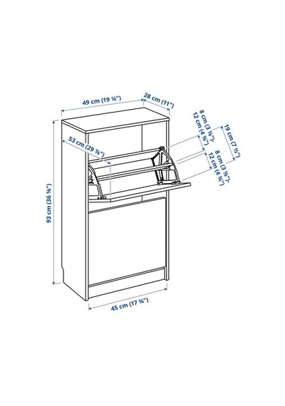 Ikea Bıssa Ayakkabı Dolabı, Beyaz, 49x28x93 Cm, 2 Bölmeli