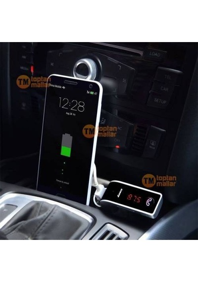 Oto Çakmaklık Araç Kiti Fm Transmitter Bluetooth Kablosuz Usb Mp3 N11.320