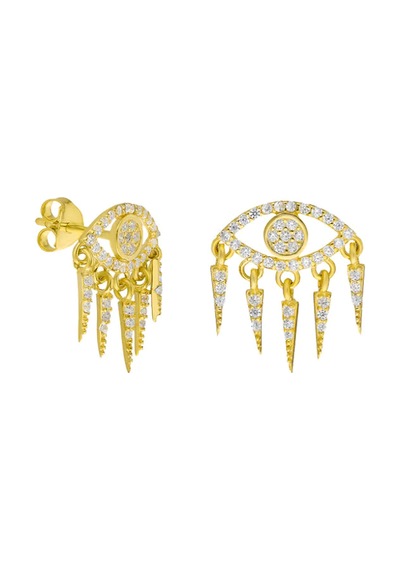 Zirkon Göz Küpe 717079 Gold Gümüş