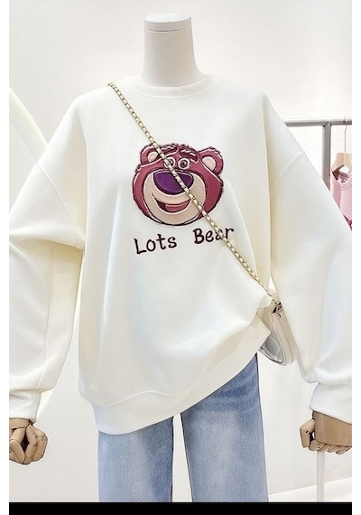 Benroma 3 İplik Penye Lost Bear Baskılı Unisex Sweatshırt Çok Renkli