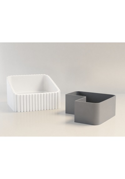 3d Baskı Fıstık Kasesi - Çift Hazneli Kabuk Ayırıcı Sunum Kasesi - Beyaz Gri Diğer